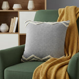 20" Gray And Cool Gray Geometric Cotton Throw Pillow Cover
