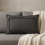 24" X 16" Gray And Cool Gray Lumbar Geometric Cotton Throw Pillow Cover