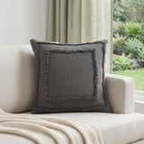 20" Gray And Cool Gray Geometric Cotton Throw Pillow Cover