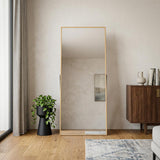 59" Gold Aluminum Freestanding And Wall Mounted Framed Full Length Mirror
