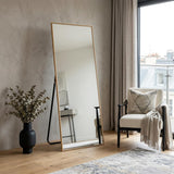 64" Gold Aluminum Freestanding And Wall Mounted Framed Full Length Mirror