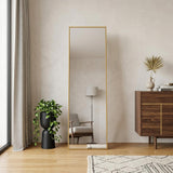 70" Gold Aluminum Freestanding And Wall Mounted Framed Full Length Mirror