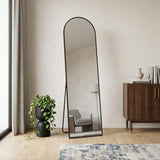 70" Black Aluminum Arch Freestanding And Wall Mounted Framed Full Length Mirror