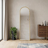 70" Gold Aluminum Arch Freestanding And Wall Mounted Framed Full Length Mirror