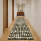 3' X 10' Brown And Gray Geometric Runner Rug