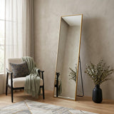 56" Gold Aluminum Freestanding And Wall Mounted Framed Full Length Mirror