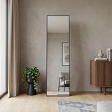 55" Black Aluminum Freestanding And Wall Mounted Framed Full Length Mirror