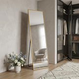 64" Gold Aluminum Freestanding And Wall Mounted Framed Full Length Mirror