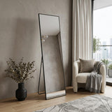 67" Black Aluminum Freestanding And Wall Mounted Framed Full Length Mirror