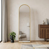 55" Gold Aluminum Arch Freestanding And Wall Mounted Framed Full Length Mirror