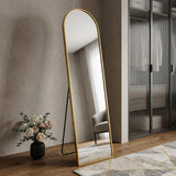 66" Gold Aluminum Arch Wall Mounted And Freestanding Framed Full Length Mirror