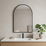 30" Black Aluminum Arch Framed Anti Fog Accent Mirror