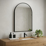 35" Black Aluminum Arch Framed Anti Fog Accent Mirror