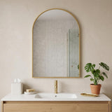 35" Gold Aluminum Arch Framed Anti Fog Accent Mirror