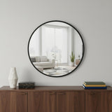 20" Black Aluminum Round Framed Accent Mirror