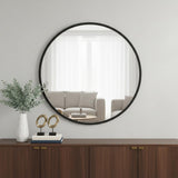 24" Black Aluminum Round Framed Accent Mirror