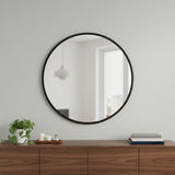 30" Black Aluminum Round Framed Accent Mirror