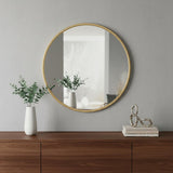 20" Gold Aluminum Round Framed Accent Mirror