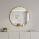 30" Gold Aluminum Round Framed Accent Mirror