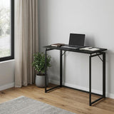 40" Black Wood and Steel Folding Sled Computer Desk
