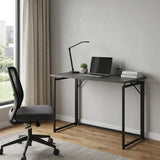 40" Gray and Black Wood and Steel Folding Computer Desk