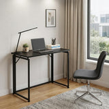 32" Black Wood and Steel Folding Writing Desk