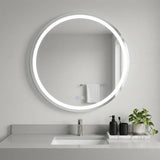 28" Round Lighted Frameless Anti Fog Bathroom Vanity Mirror