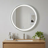 35" Round Lighted Frameless Anti Fog Bathroom Vanity Mirror