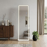 64" Clear Lighted Freestanding And Wall Mounted Framed Full Length Mirror