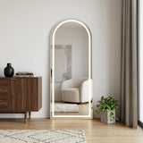 63" Silver Arch Lighted Freestanding And Wall Mounted Framed Full Length Mirror