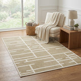 5' X 7' Beige And Ivory Geometric Area Rug