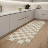 8' Beige And Brown Checkered Area Rug