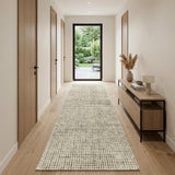 3' X 10' Beige And Black Checkered Area Rug
