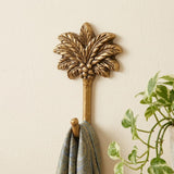 4" Antiqued Gold Cast Iron Palm Tree Wall Hook