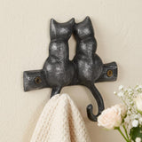 Two Hook 5" Black Cast Iron Cats Wall Hook
