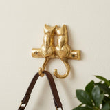 Two Hook 5" Gold Cast Iron Cats Wall Hooks