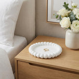 6" White Resin Handmade Round Trinket Tray