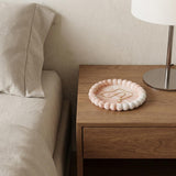 6" Pink And White Resin Marbleized Handmade Round Trinket Tray