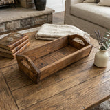 20" Brown Reclaimed Wood Handmade Serving Tray With Handles