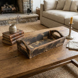 20" Dark Brown Reclaimed Wood Handmade Serving Tray With Handles