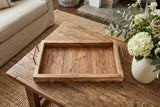 21" Natural Solid Wood Handmade Serving Tray With Handles