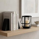 5" Clear And Black Glass And Metal Tabletop Lantern Candle Holder