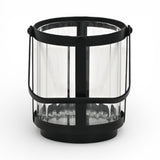 5" Clear And Black Glass And Metal Tabletop Lantern Candle Holder