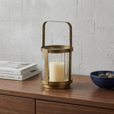5" Gold Glass Tabletop Lantern Candle Holder