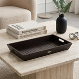 26" Black Solid Wood Handmade Serving Tray With Handles
