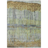 5' X 8' Khaki And Taupe Abstract Washable Indoor Outdoor Area Rug