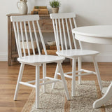 Set of Two White Solid Wood Windsor Back Dining Side Chairs