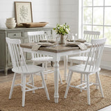 Set of Four White Solid Wood Windsor Back Dining Side Chairs