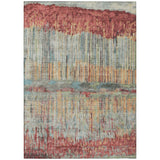 3' X 5' Coral And Sage Abstract Washable Indoor Outdoor Area Rug