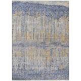 3' X 5' Denim Blue And Blue Abstract Washable Indoor Outdoor Area Rug